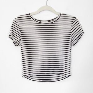 Cotton On Black White Striped Short Sleeve Cropped Tee – Size XS